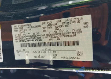 2024 Ford Bronco Big Bend from USA, damaged, VIN 1FMDE7BH6RLA36930